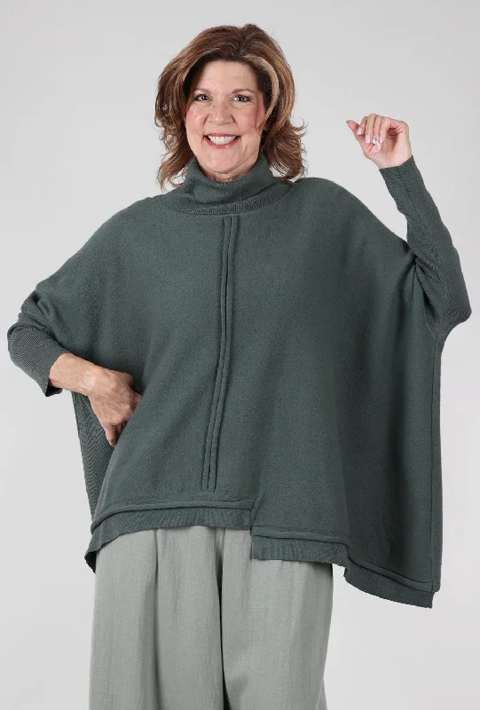 Innovative Design Moyuru Seam Details Tneck Sweater, Moss