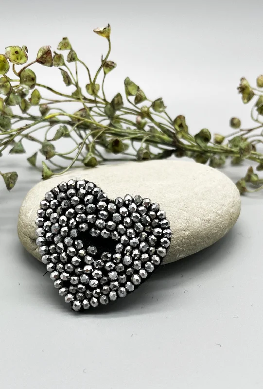Trends PLU Sparkle Button-On Patch, Heart/Silver