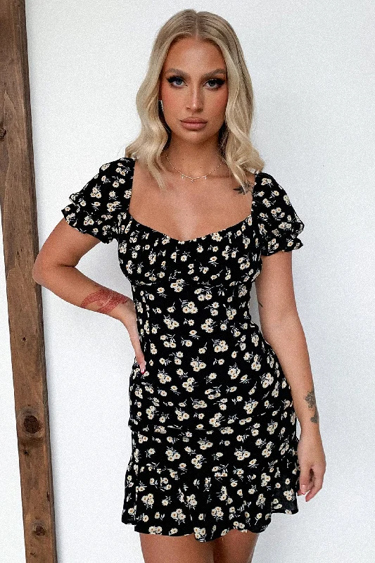 Casual And Versatile Regina Dress - Black Floral