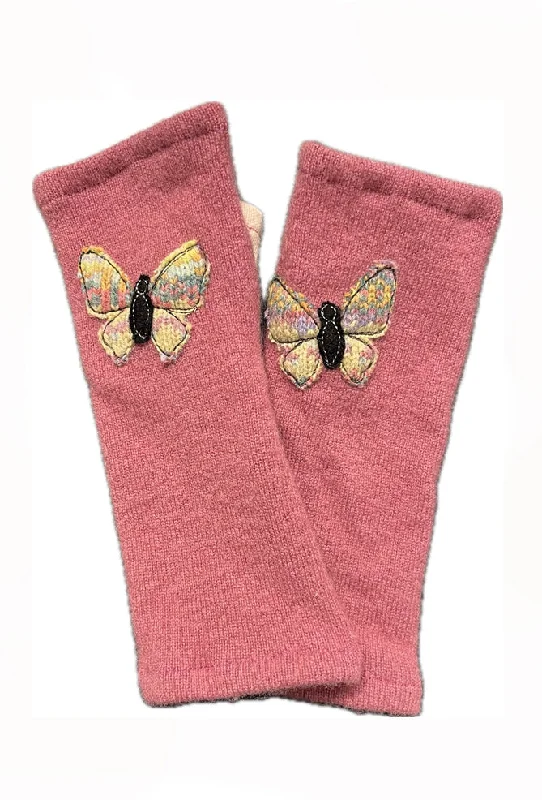 Trends Recycled Cashmere Handwarmers, Butterfly/Pink