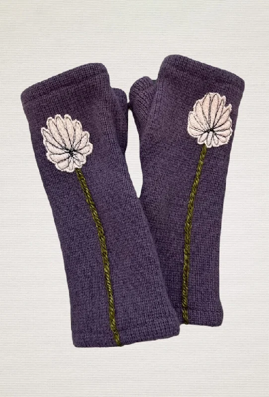 Unique Fashion Recycled Cashmere Handwarmers, Mum/Pink on Purple