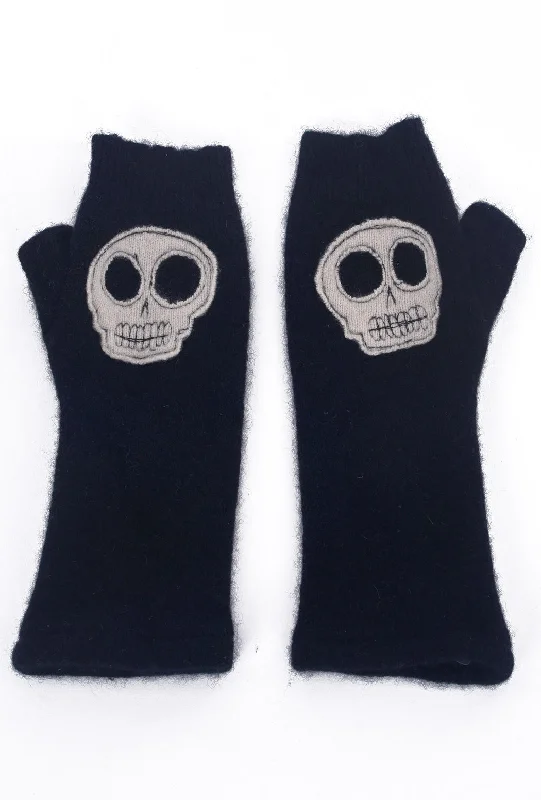 Classic Items Recycled Cashmere Handwarmers, Skull/Black