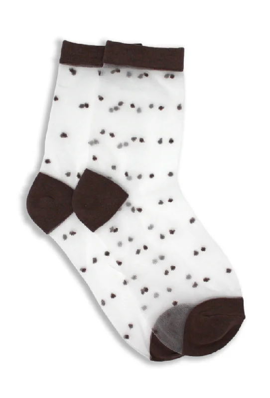 Trendy Items Sheer Dots Socks, Cocoa