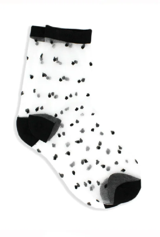 Simple Solid Color Sheer Dots Socks, Pepper