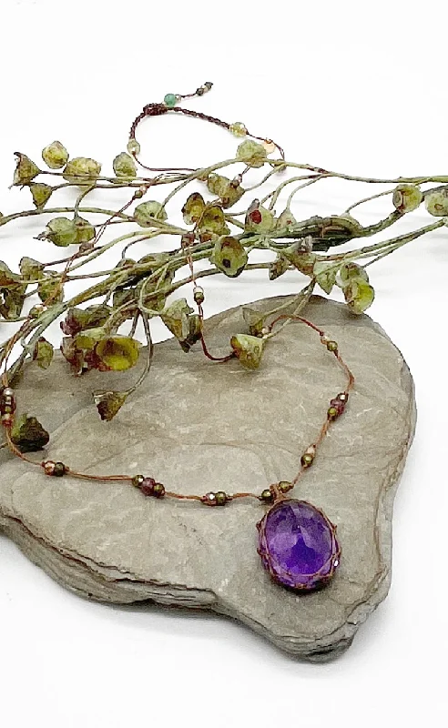 Body Design Tibetan Gemstone Pendant, Amethyst