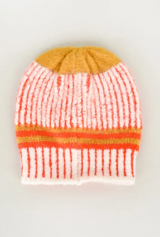 Double-sided Wear Ultra Soft Vertical Beanie, Orange