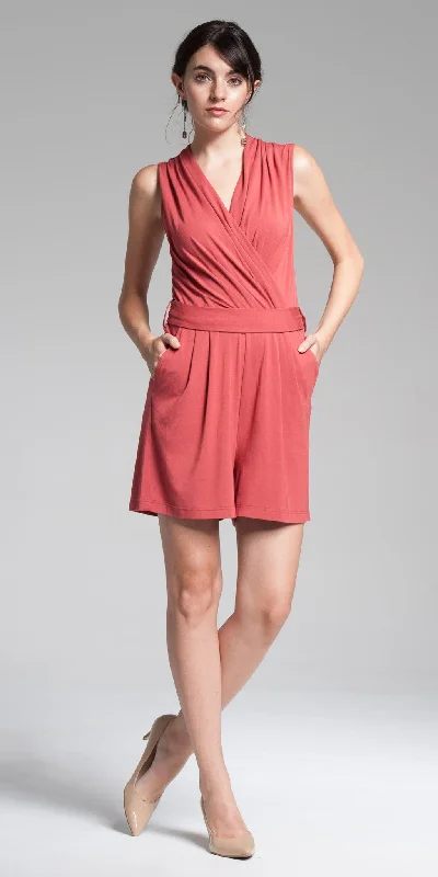 Celebrity Must-have V-Neck Romper - Lt. Rust