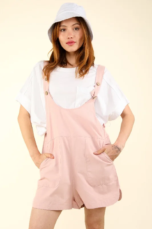 Slightly Flared Design VERY J Adjustable Waist Suspender Overalls with Pockets