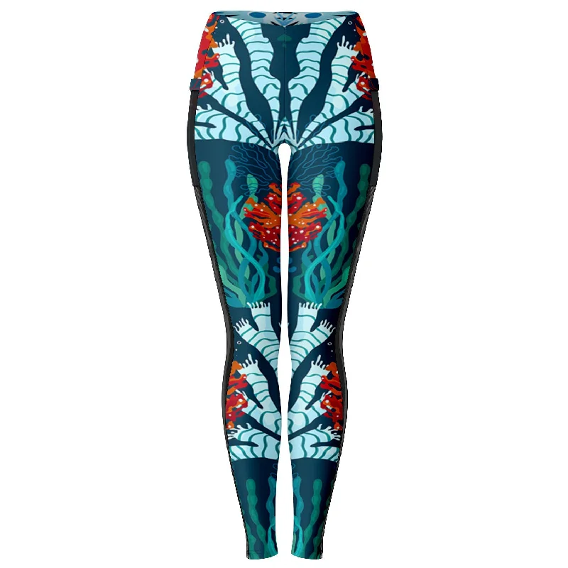 Minimal Style Blue Coral Leggings