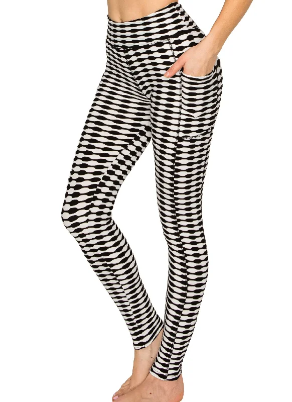 Soft Textures Textured 3D Booty Yoga Pants - High Waist Compression Slimming Butt Lift Patterned Pants with Pockets