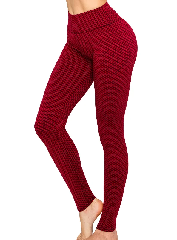 Windbreaker fashion Textured 3D Booty Yoga Pants - High Waist Compression Butt Lift Checkered Pants