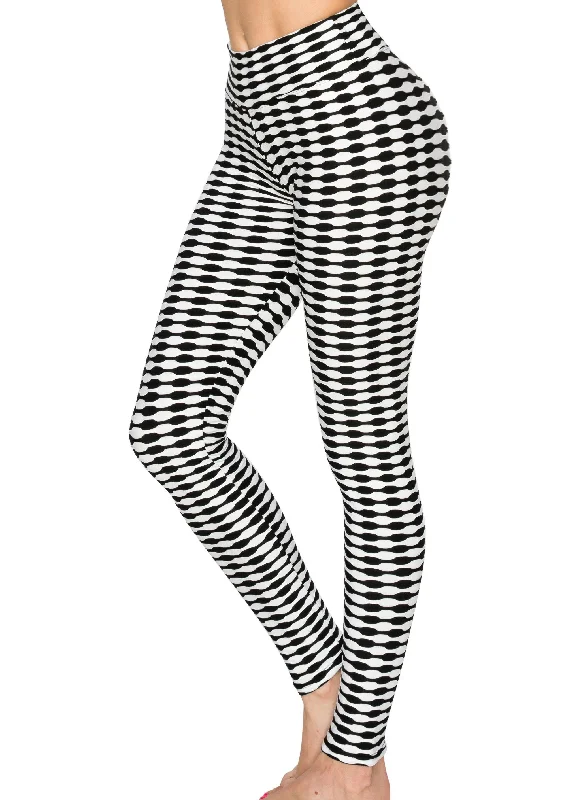 Comfortable Lounge Wear Textured 3D Booty Yoga Pants - High Waist Compression Slimming Butt Lift Patterned Pants