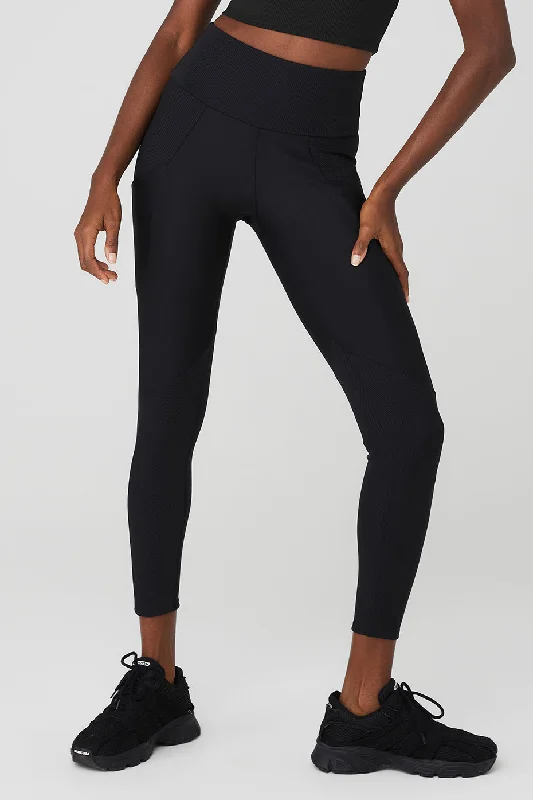 Wandering freely Ribbed Airlift High-Waist 7/8 Enchanted Legging - Black