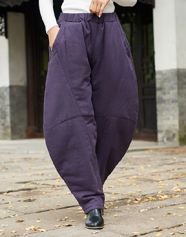 Elegant And Lazy Babakud Women Winter Retro Cotton Linen Harem Pants