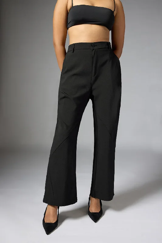 Double-sided Wear Black Panelled Bootcut Korean Pants