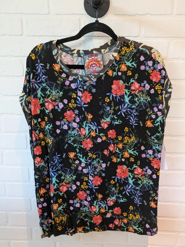 Cozy Essentials Black Top Short Sleeve Designer Johnny Was, Size L