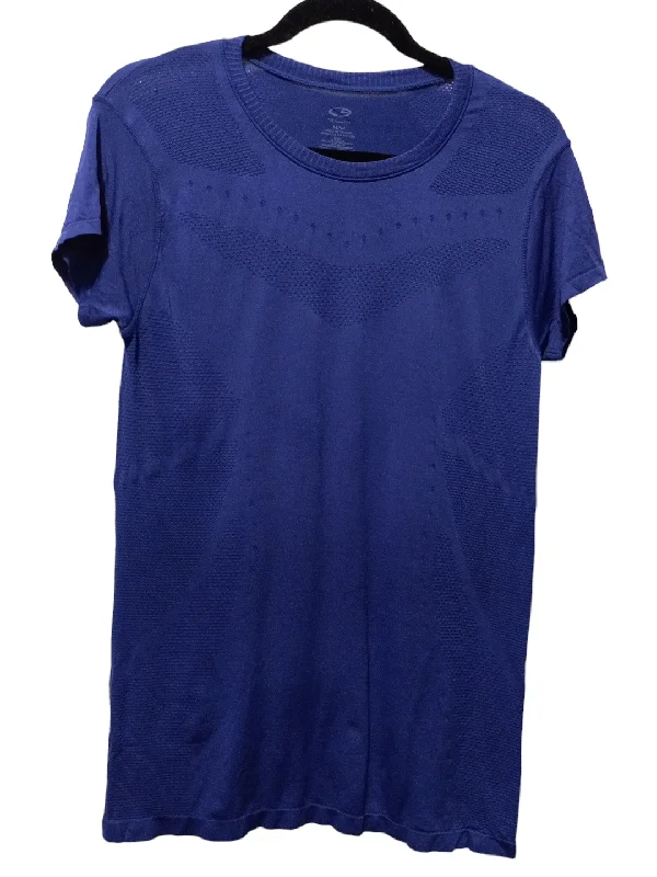Casual Chic Blue Athletic Top Short Sleeve Champion, Size M