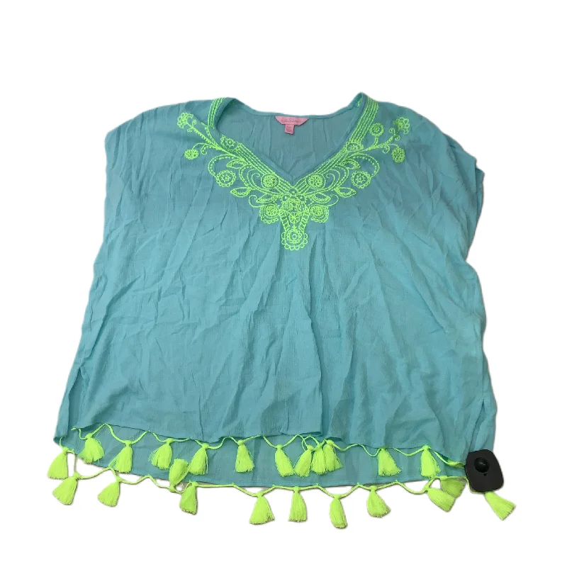 Elegant Series Blue & Green  Top Short Sleeve Designer By Lilly Pulitzer
