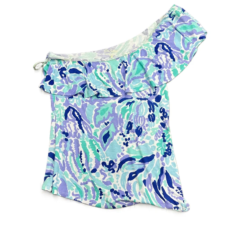 European And American Style Blue & Purple Top Short Sleeve Designer By Lilly Pulitzer, Size: Xs
