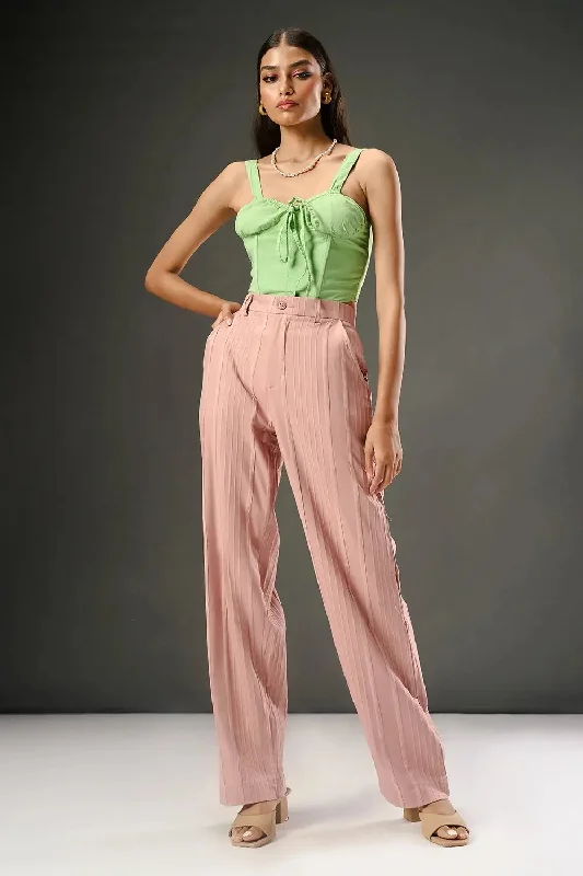 Fashion Style Blush Petal Women's Textured Korean Pants