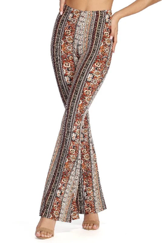 Elegant Tailoring Boho Striped Flared Pants