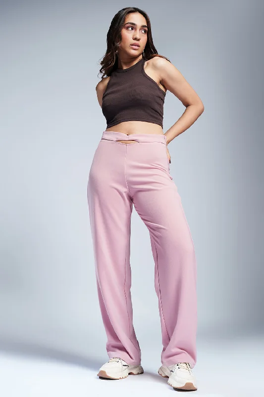 Spring Fashion Boujee Pink Twisted Waist Korean Pants