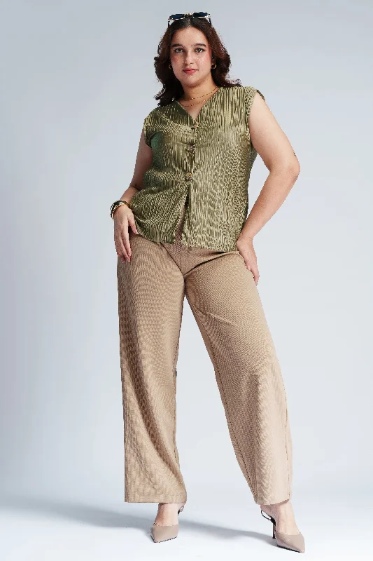 Soft Knitwear Champagne Beige Curve Textured Korean Pants