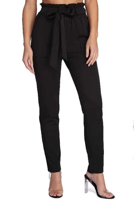 Floral Prints Classic Paper Bag Tie Waist Pants