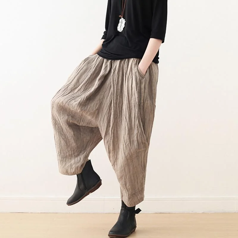 Exclusive Customization Cotton And Linen Lantern Wide-leg Pants