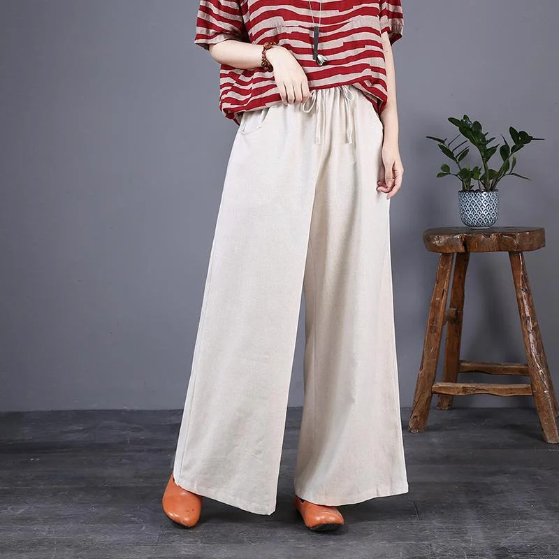 Energy Plan Plus Size Loose Linen Wide-leg Pants