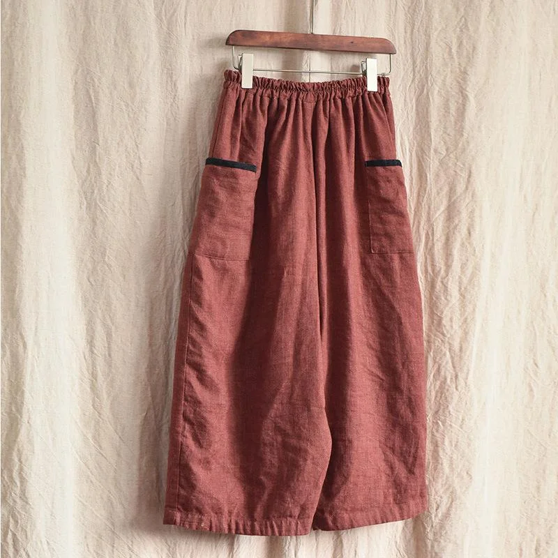 Romantic Temperament Cotton Linen Autumn Casual Wide-Leg Pants