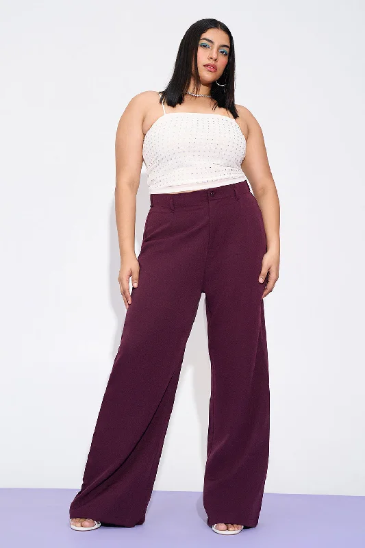 Low-key Luxury Merlot Mist Curve Adjustable Korean Pants