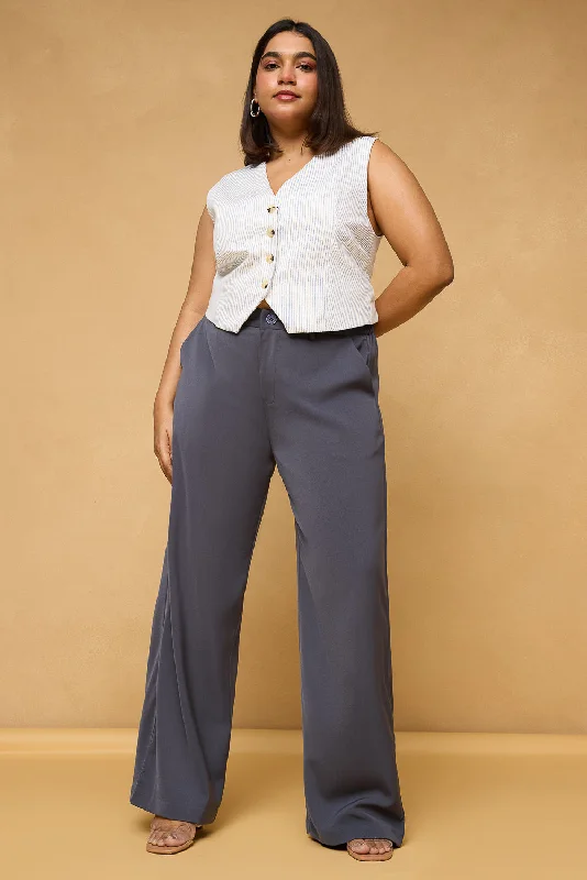 Outdoor Trend Curve Charcoal Grey Sleek Korean Pants
