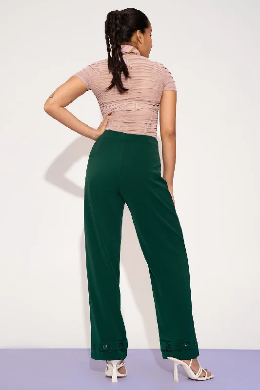 Retro Fashion Emerald Muse Adjustable Hem Korean Pants