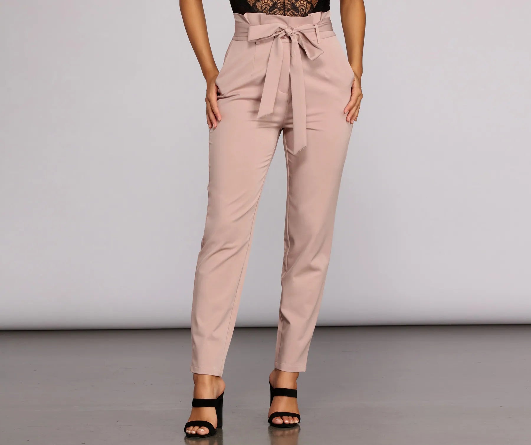 Classic Color Essential Tapered Paper Bag Pants