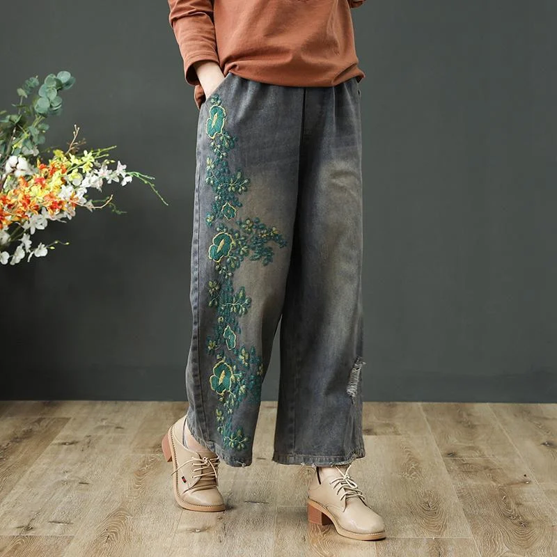 New Products Ethnic Style Loose Embroidered Wide-leg Pants