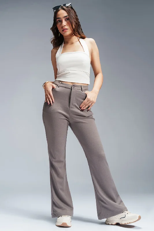 Casual Chic Galactic Grey Bootcut Korean Pants