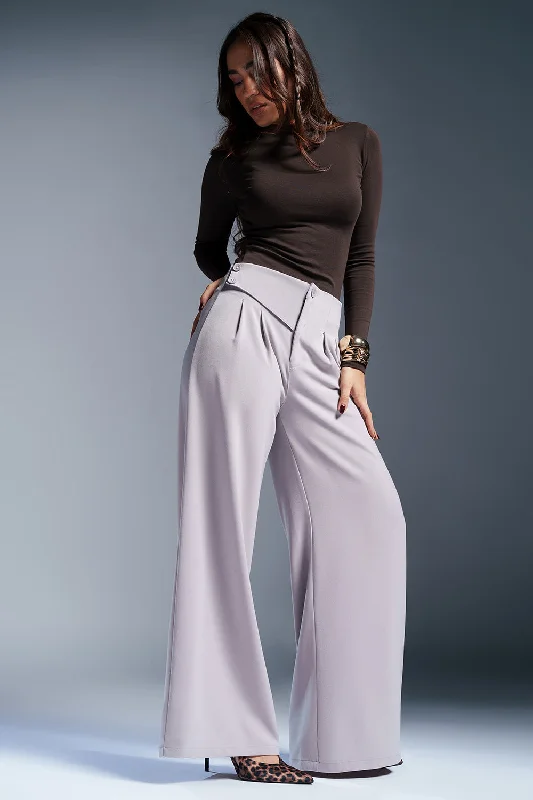 Trendy Wear Gentle Grey Stylised Waist Korean Pants