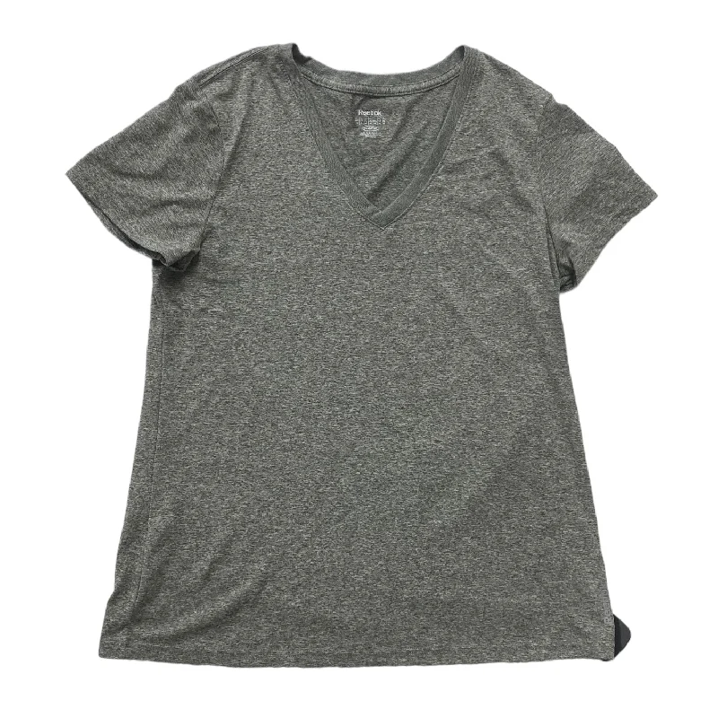 Comfortable down Grey Athletic Top Short Sleeve Reebok, Size Xl