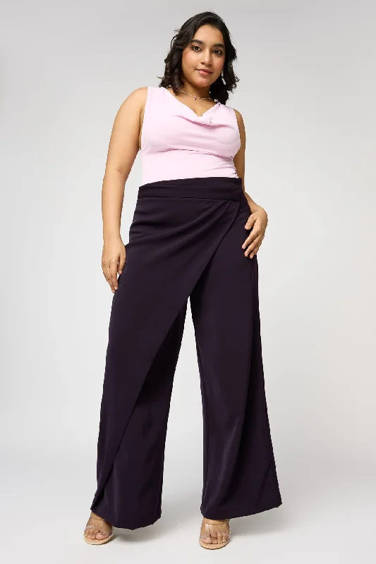 Elegant Temperament Imperial Purple Curve Pareo Korean Pants