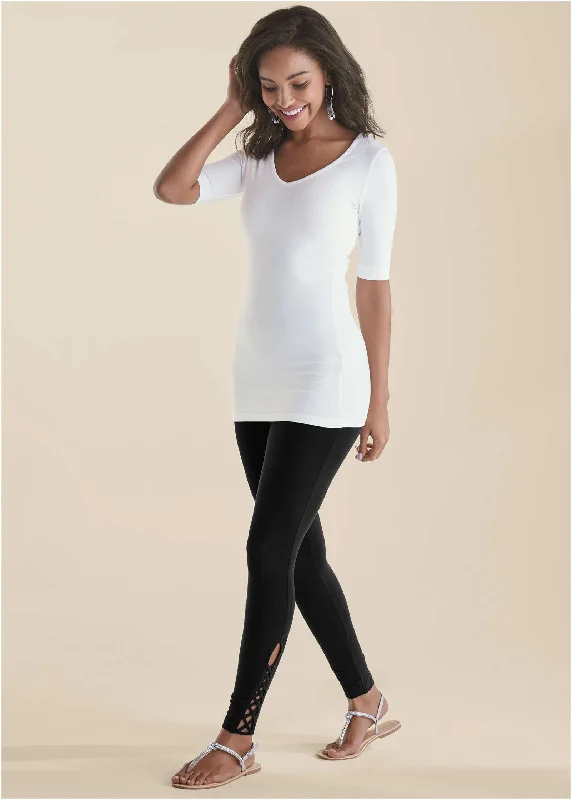 Relaxed Clothing Ankle Detail Leggings - Black