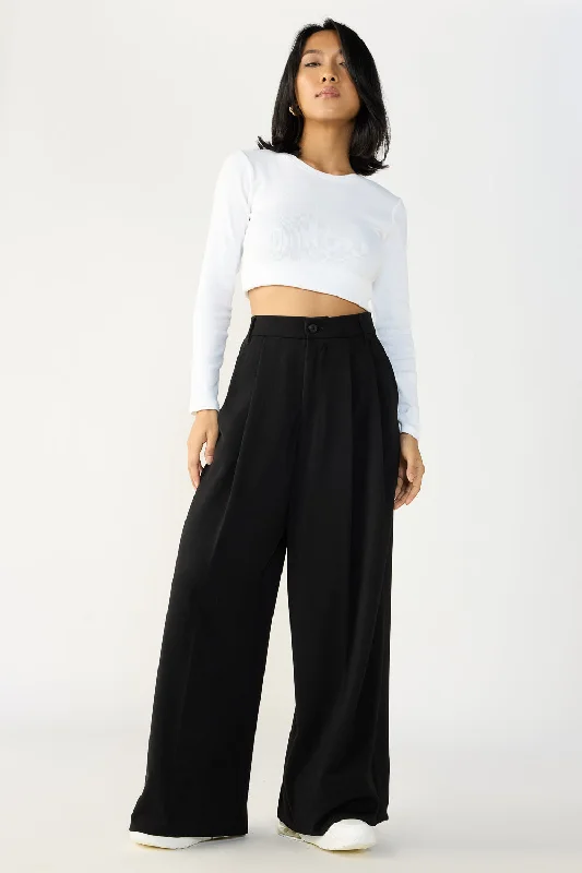 Design Trend Black Flared Formal Korean Pants