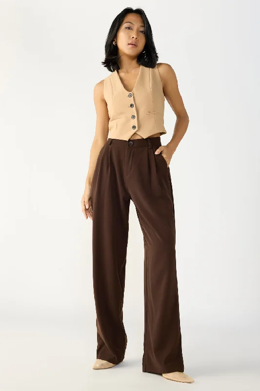 Goddess Outfit Dark Brown Double Pleated Korean Pants