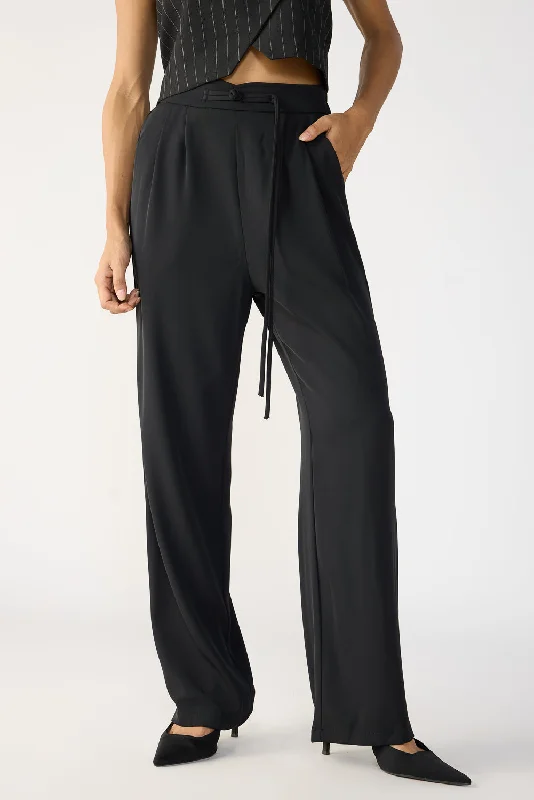 Cute Style Caviar Black Knotted Waist Korean Pants
