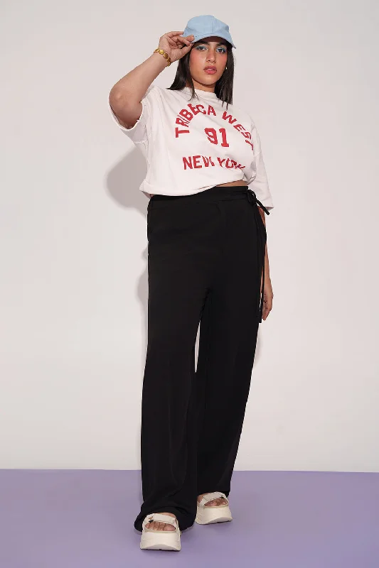 Party Wear Lit Black Curve Tie-up Korean Pants