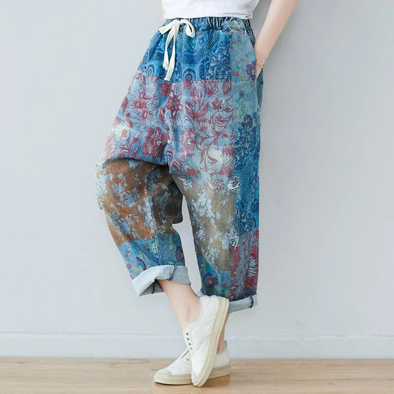 Single-shoulder Neck Design Literary Summer Harem Casual Loose Pants