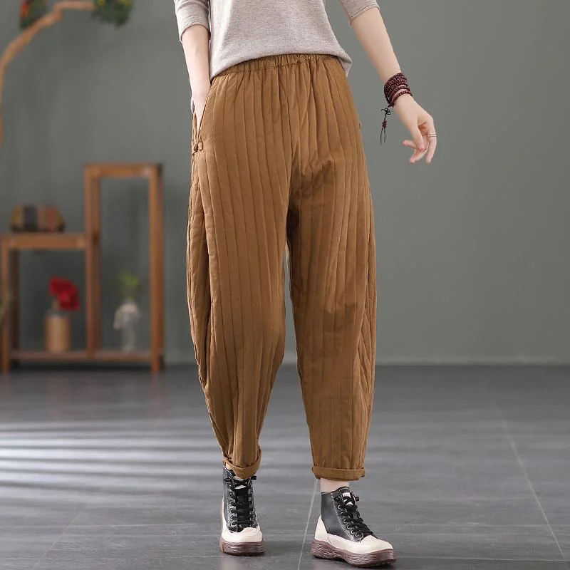 Bright Colors Loose Winter Retro Cotton Quilted Harem Pants