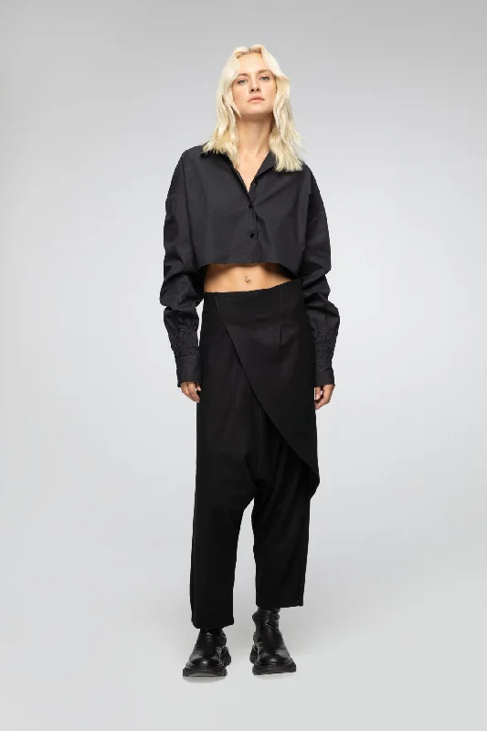 Relaxed Style Magda - Black Wool Pants