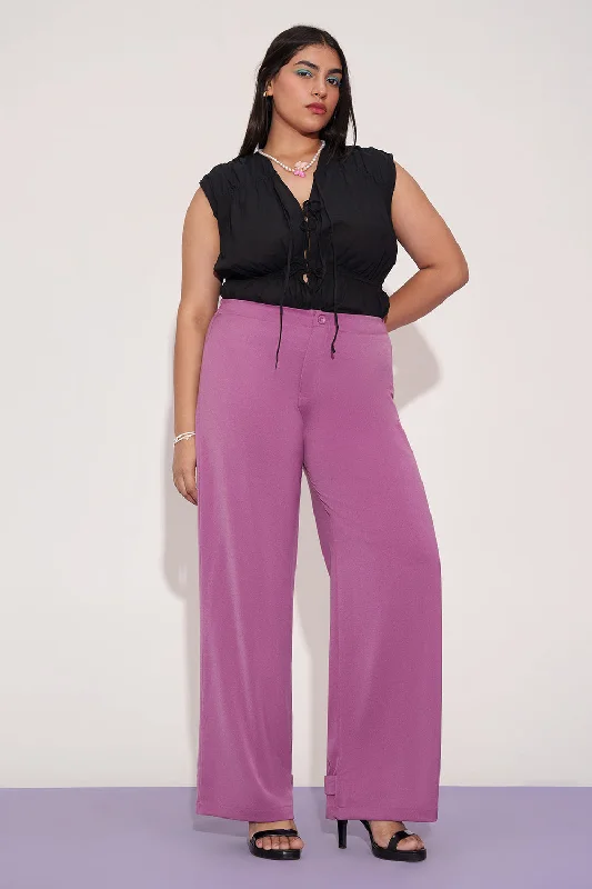 Trendy Items Mauve Taupe Curve Adjustable Hem Korean Pants