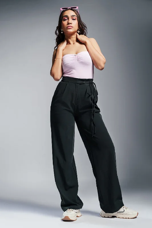 Modern Chic Nyx Black Tie-up Korean Pants